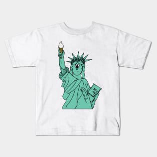 Statue Of Liberty Ice Cream Independence 4th July Kids T-Shirt